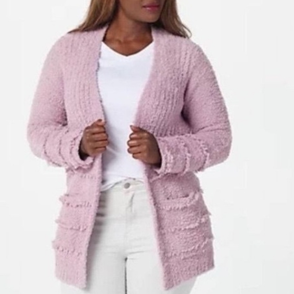 Barefoot Dreams CozyChic Boardwalk Women's Lilac Cardigan Size S